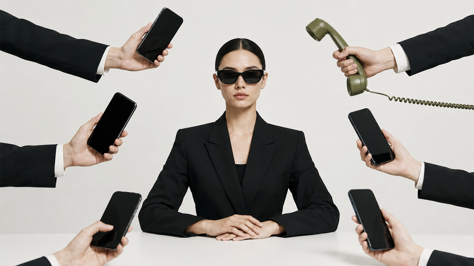 Persona circondata da smartphone: come valutare se un’agenzia di comunicazione è seria