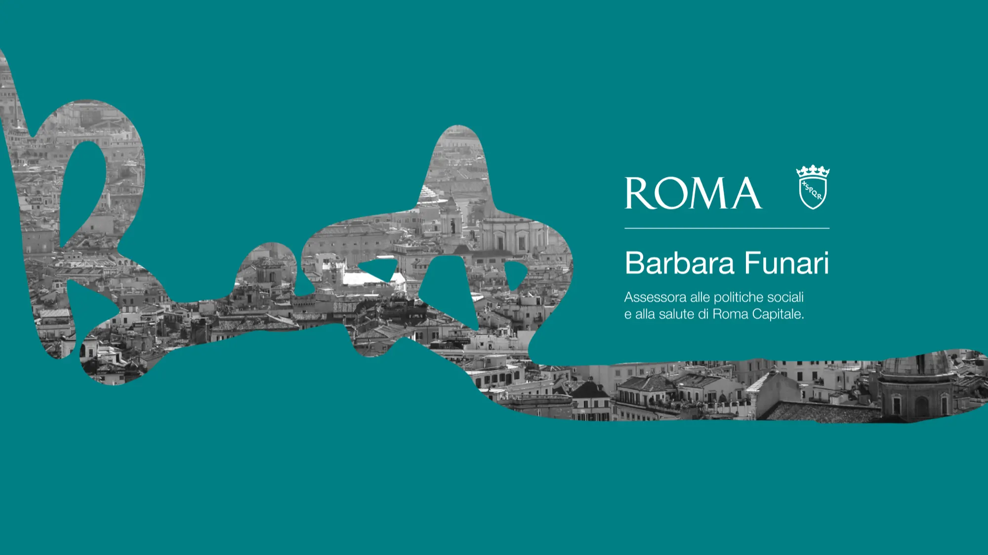 Copertina social di Barbara Funari con lo skyline di Roma